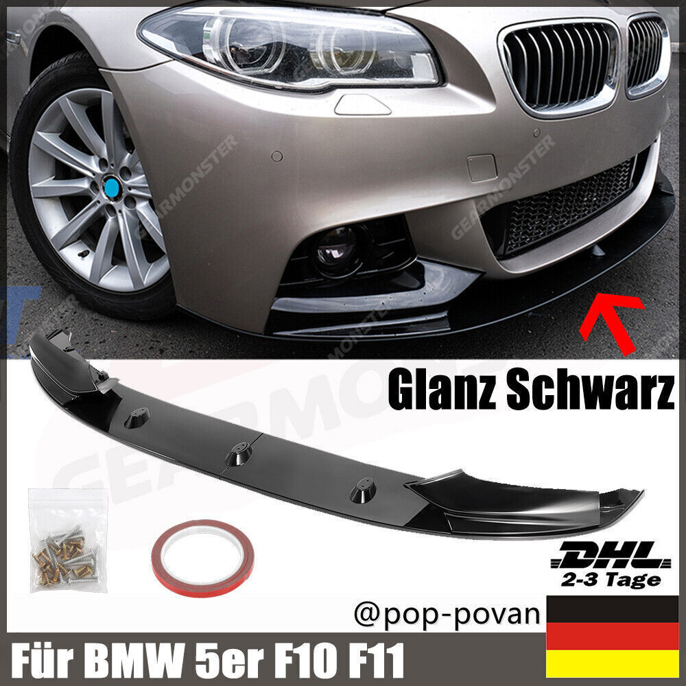 Front Spoiler, Black Gloss, Suitable For BMW 5 Series F10 Sedan 03/2010