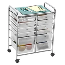 Simple Houseware Utility Cart with 12 Drawers Rolling Storage Art Craft Chrome
