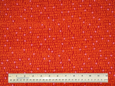 1/4 yard 100% cotton fabric Morning Rush Andover Fabrics words coffee espresso