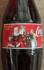 Coca-Cola 8 oz Christmas 1998 Full Bottle Santa and Kids