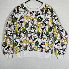 Looney Tunes All Over Print Crew Neck Sweatshirt Juniors Large 11-13 