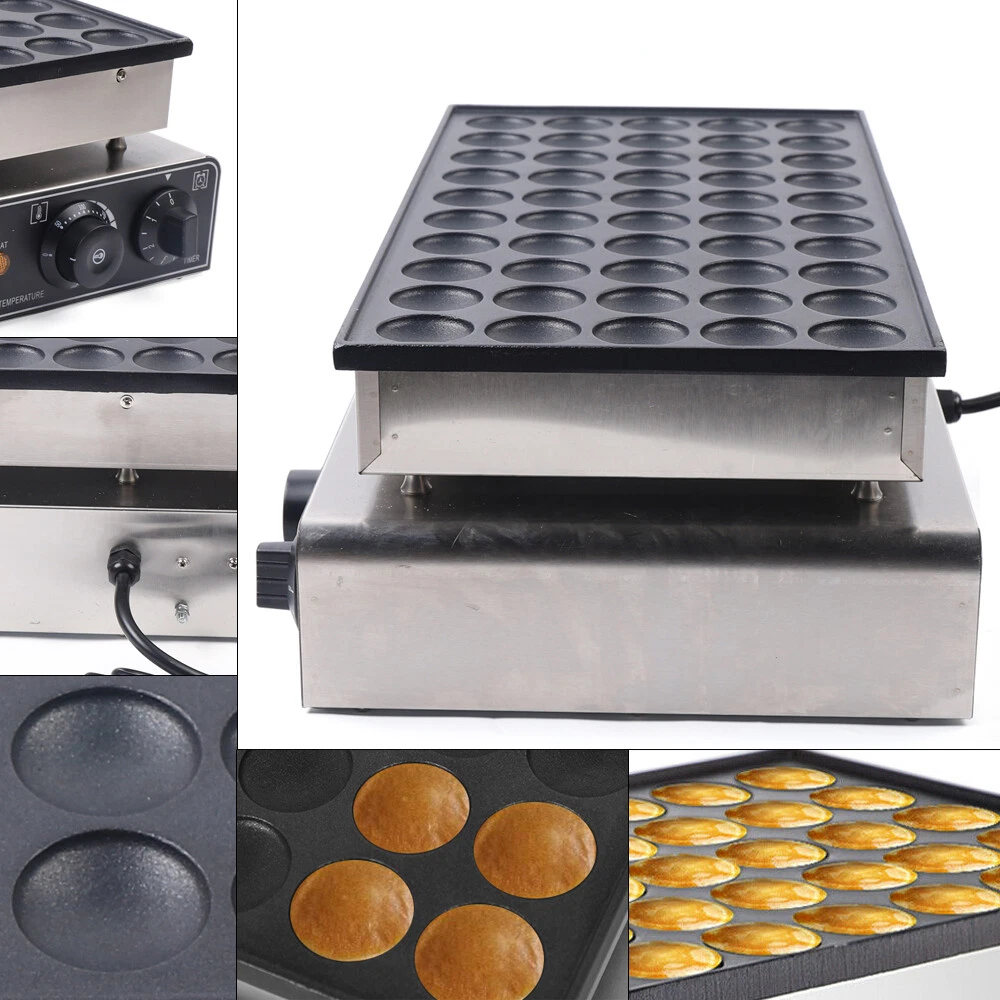 110 V 50 Hole Electric Dutch Poffertjes Mini Pancake Baker Maker Machine New