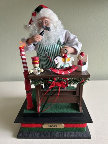 Vintage Urlaub Kreationen Mr. Santa Spielzeug Werkstatt Musik Weihnachten Licht Kerze - Bild 1 von 11