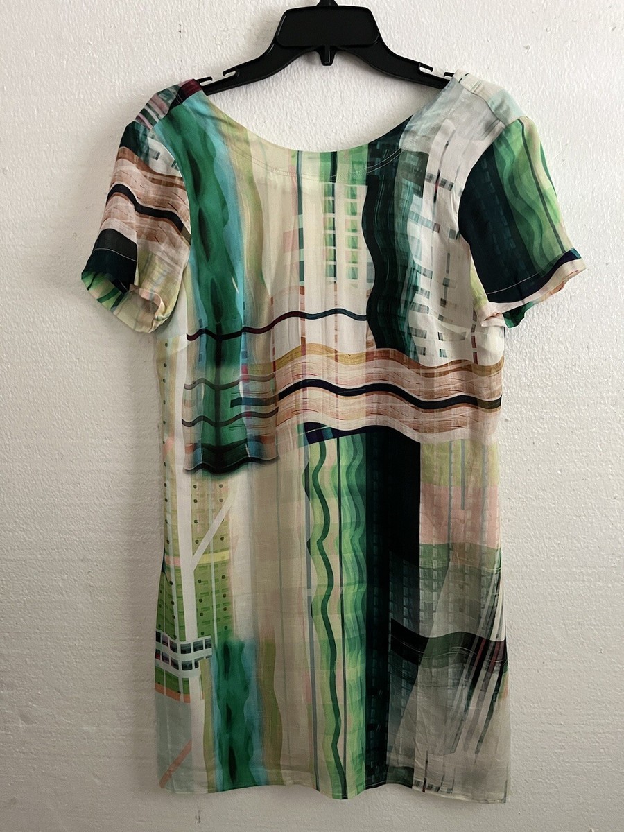 Lavender Brown Silk Blend Shift Mini Dress Sz Small