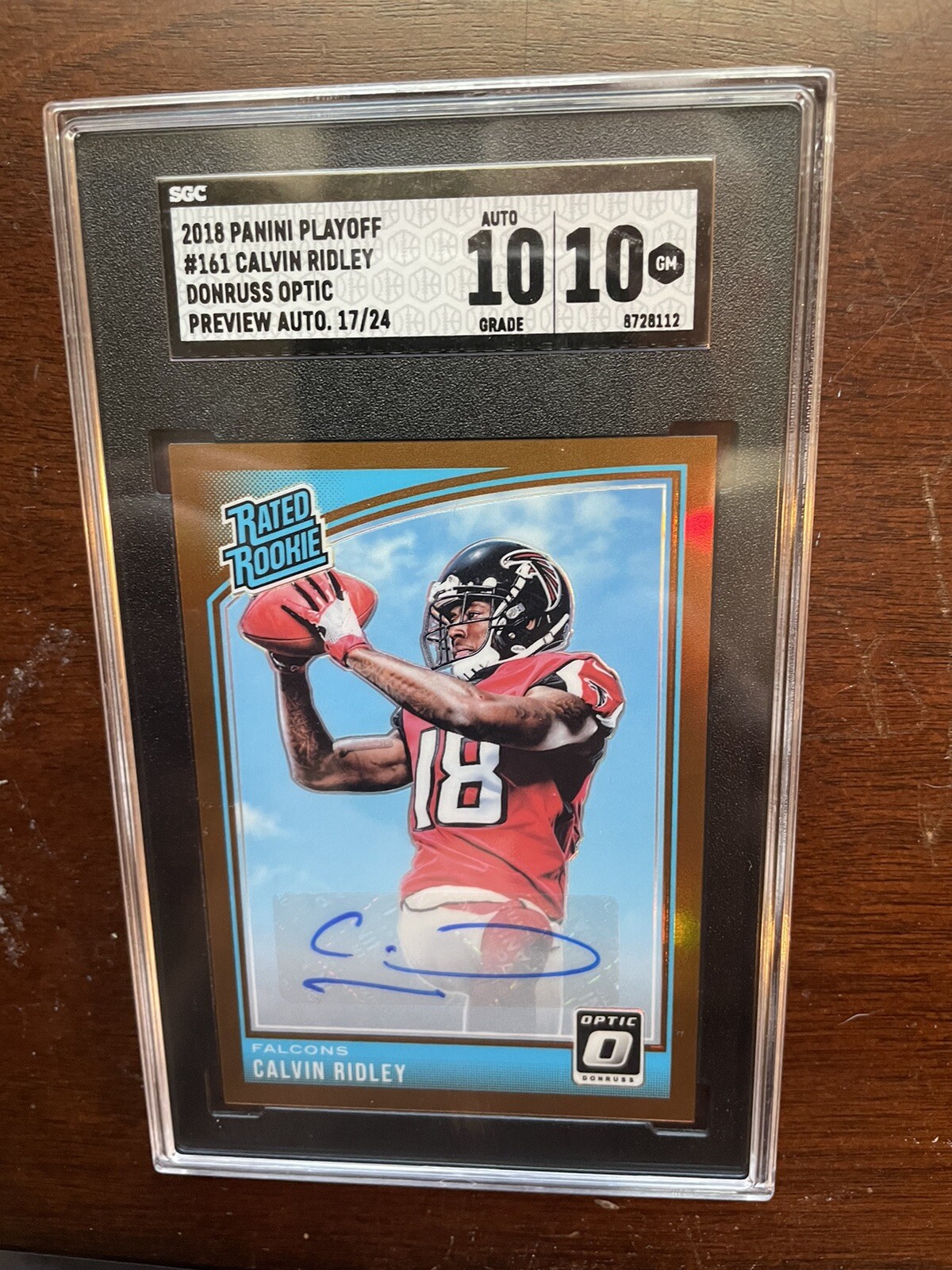 Calvin Ridley Panini Playoff Donruss Optic Rated Rookie Autograph Bronze Preview #161 Base