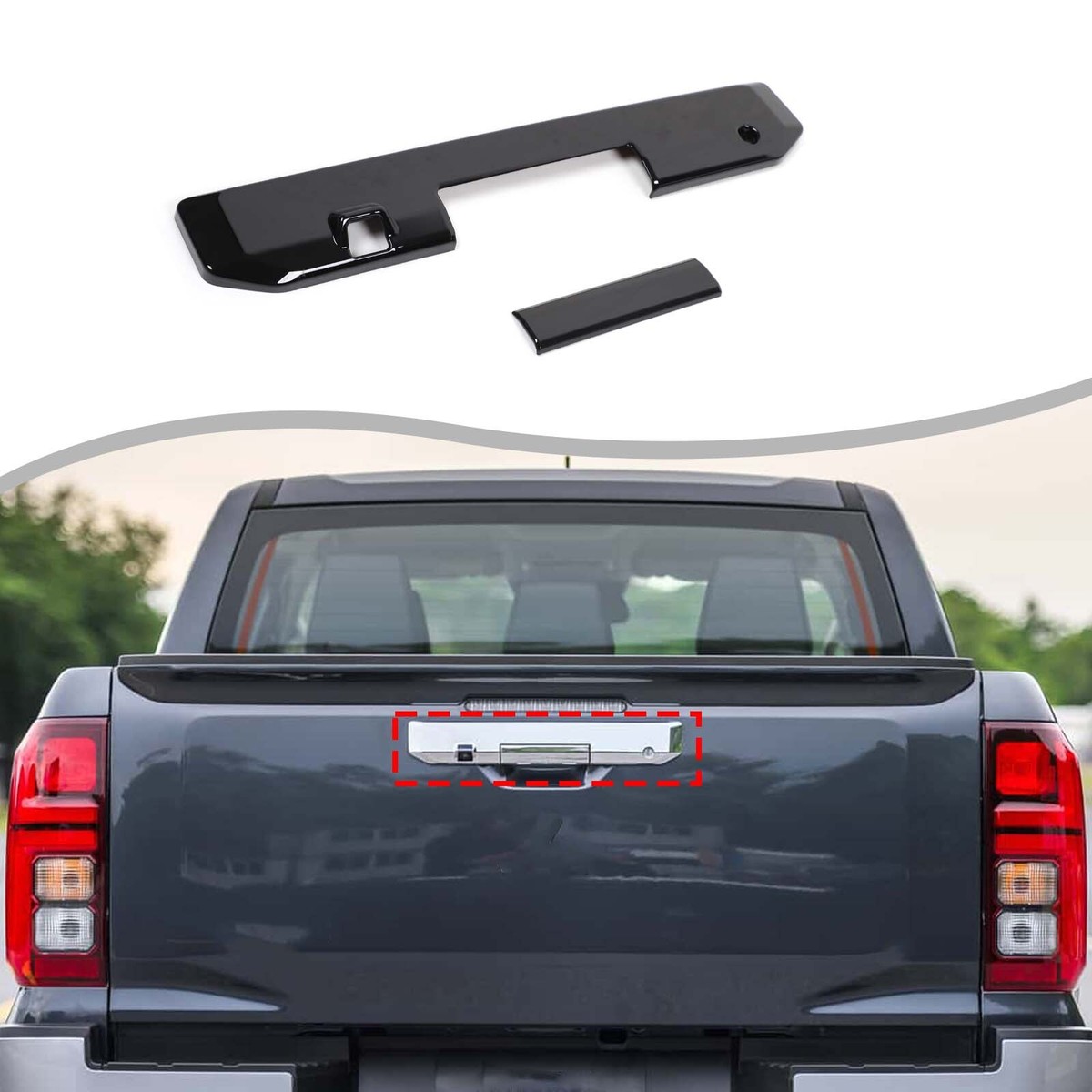 ABS Glossy Black Tail Gate Handle Frame Trim Cover For Mitsubishi