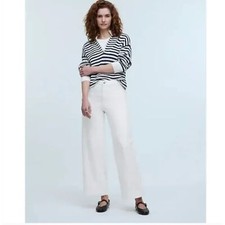 NWT Madewell Curvy Emmett Wide-Leg Jean in Tile White: Welt Pocket Edition