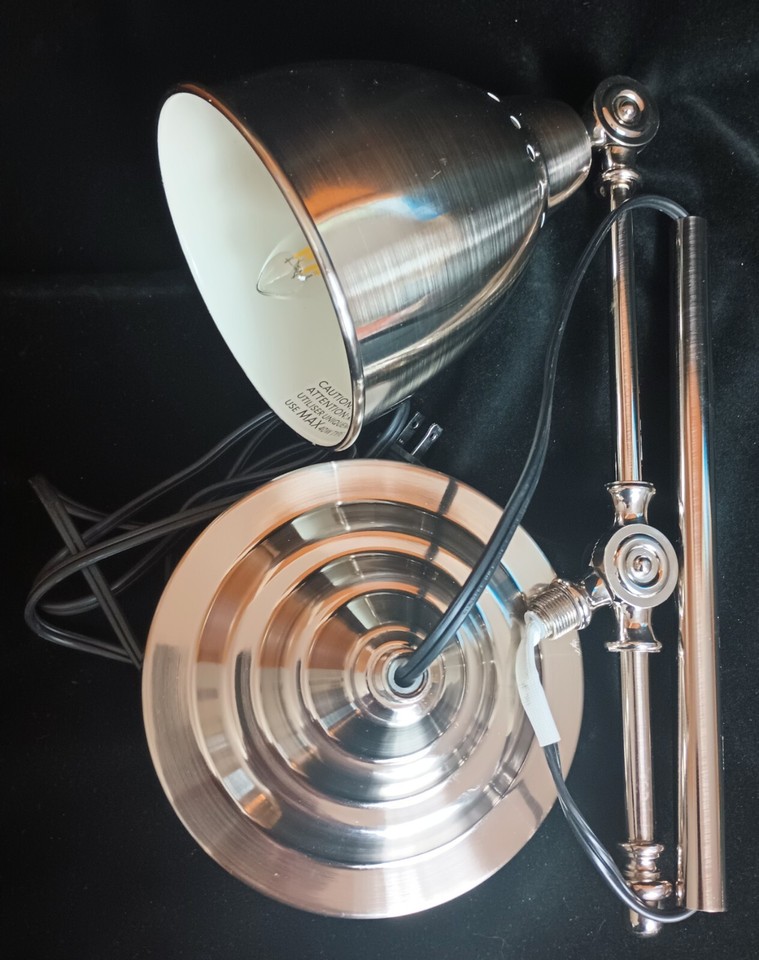 Ikea "Barometer" Table/Desk Lamp Brushed Nickel Adjustable Arm/Shade