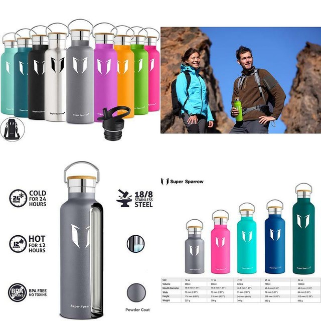 super sparrow stainless steel vacuum insulated water bottle
