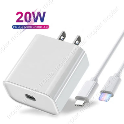 For iPhone 12/13/14 iPad PD Fast Charger 20W PD 6FT Cable Power Adapter Type-C