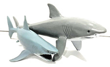 Lot of 2 Great White Shark Discovery Figure 8" Plastic Play  6" Shark