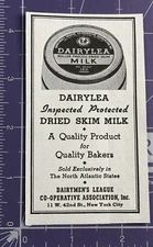 DAIRYLEA DRIED SKIM MILK DAIRYMEN'S LEAGUE CO-OPERATIVE SMALL 1939 PRINT AD