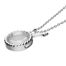 925 Sterling Silver Hair Ashes Locket Necklace Glass Keepsake Memorial