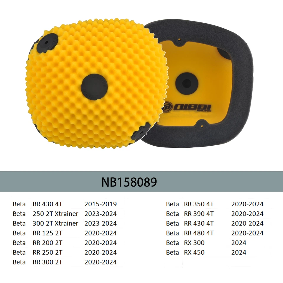 Limpiador de filtro de aire de espuma Powerflow NIBBI para Beta RR 125 250 300 350 430 RX 450 Foto 4 de 4