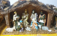 PRESEPE NAPOLETANO ARTIGIANALE RE MAGI NATIVITA' 9 PERSONAGGI  DECORATI A MANO