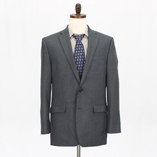 Chaps 42L Gray Sport Coat Blazer Jacket Check 2B Polyester