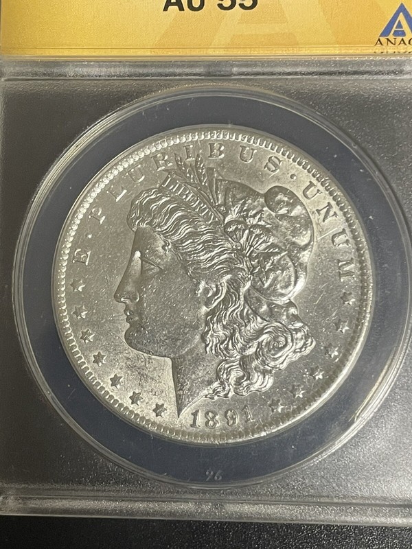 1891-CC Morgan Silver Dollar VAM-3 Top 100 Spitting Eagle ANACS AU 55