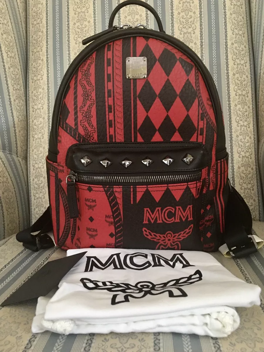 Red MCM Baroque Stark Backpack