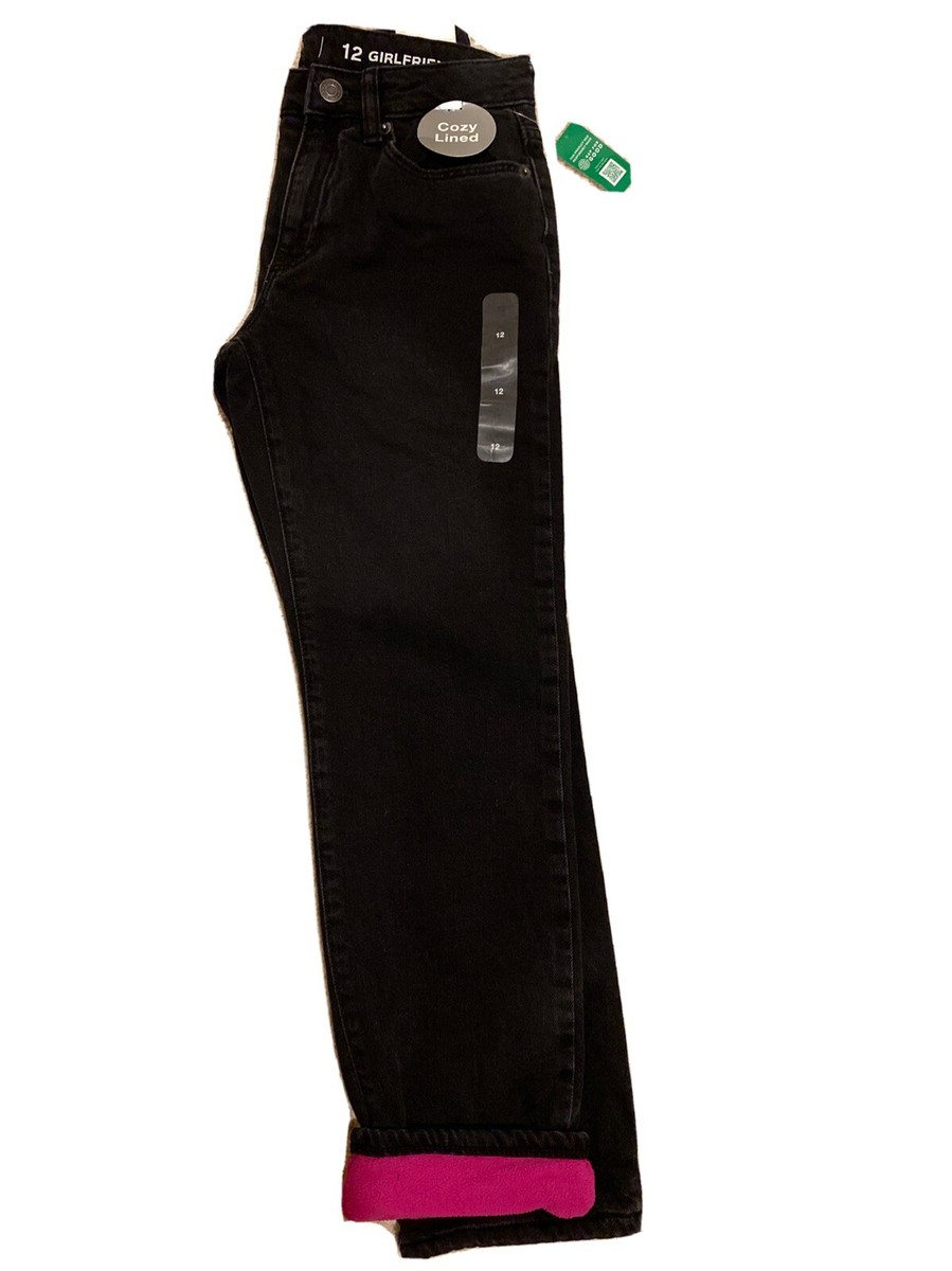 NWT GAP GIRLS Fleece Lined Girlfriend Black DENIM JEANS- 10 | eBay