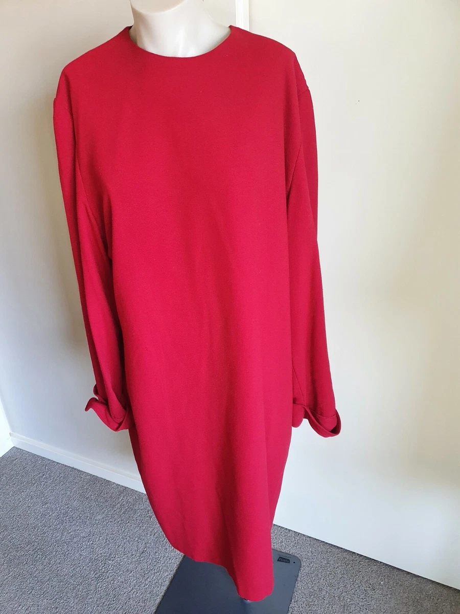 vintage long sleeves dress size 18 by Stitches red 70s 80s made in