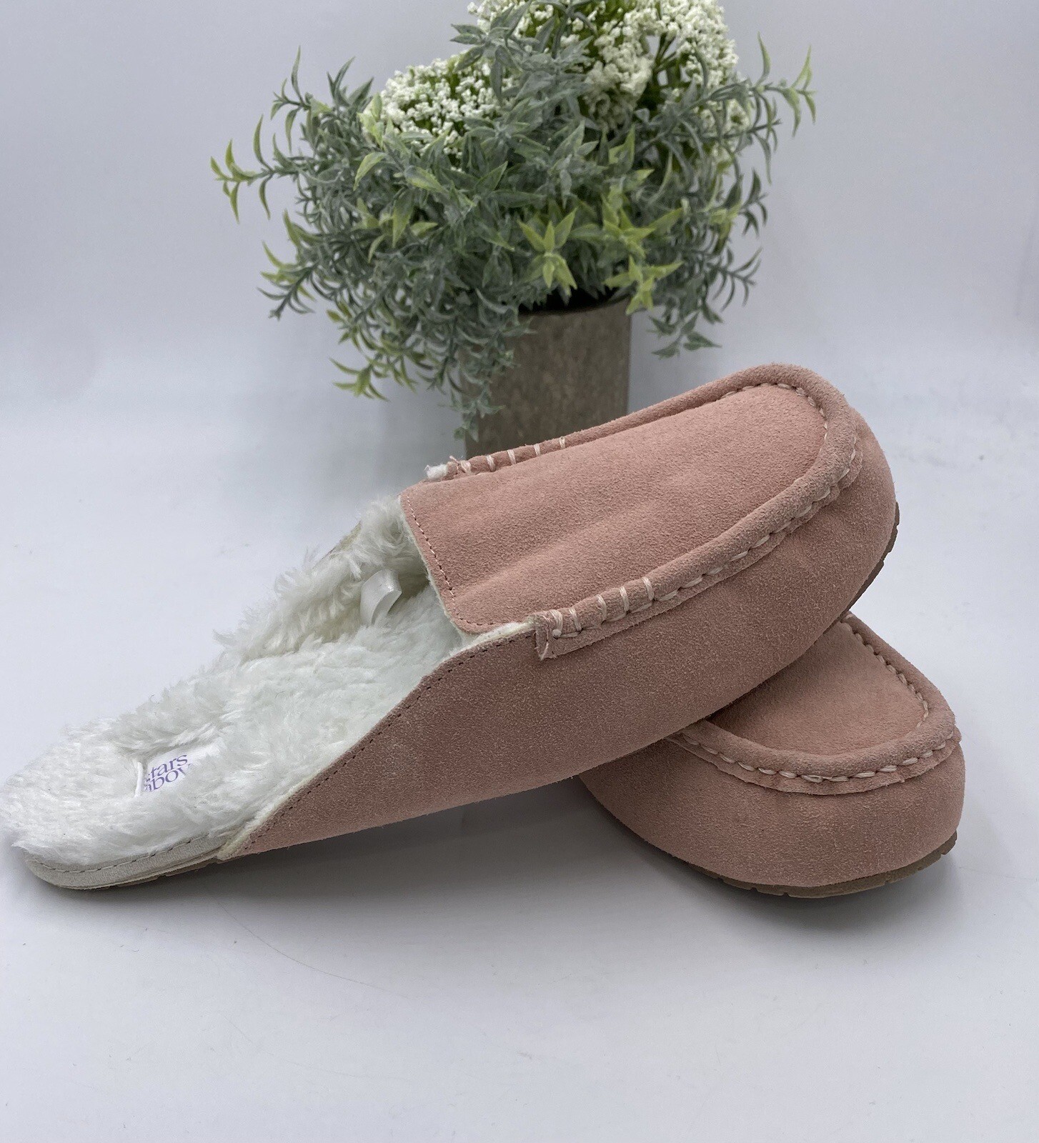 SAOLA Pantofole slip on rosa Stars Above suola in gomma taglia 7 nuove senza etichette