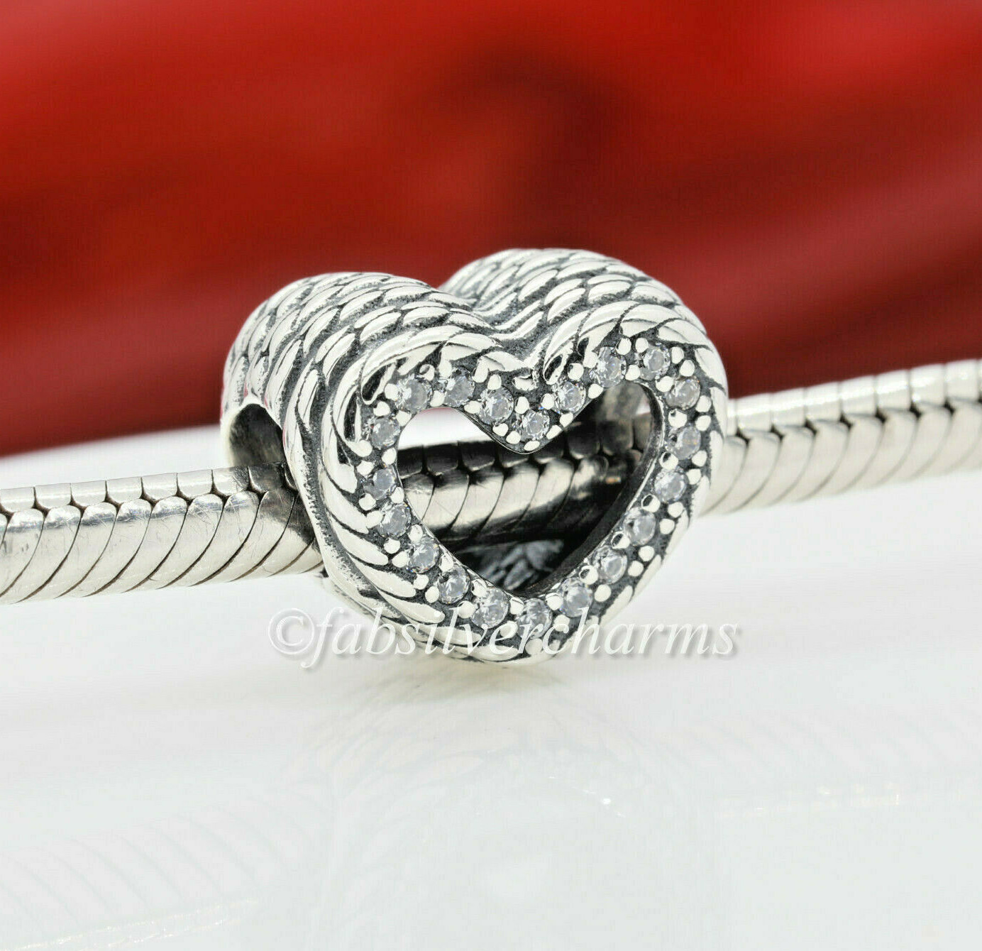 Authentic Snake Chain Pattern Open Heart Charm 799100C01 | eBay