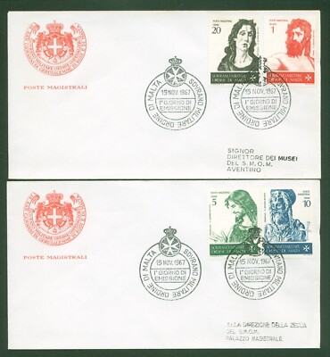 S.M.O.M. JAHR 1967 SOUVERÄNER MALTESERORDEN 2 FDC ROM SAN GIOVANNI