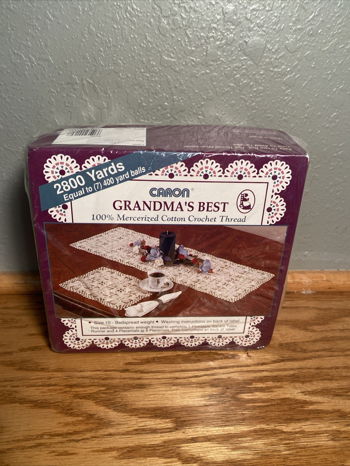 Caron Grandma’s Best Crochet Thread Sz10 White (ECRU 160) 2800yrds Bedspread Wgt