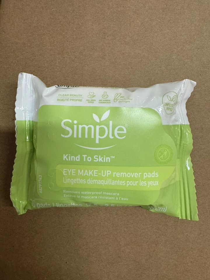 Simple Eye Make-Up Remover Pads 30 Count 2.5” x 2.5” (6 Pack) Sealed - Image 3 of 4