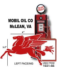 (MOBI-2) 6" MOBIL LEFT FACING PEGASUS GASOLINE GAS PUMP OIL TANK DECAL 