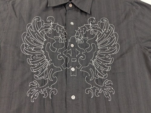 Vintage Y2K Avirex Shirt Adult Medium Black Embroidered Button Up - Picture 4 of 12