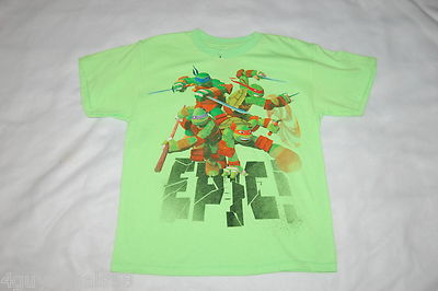 Boys S/S Tee Shirt TMNT NINJA TURTLES Neon Lime Green EPIC! Size