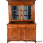 Antique Chippendale 2 Part Soft Wood Dutch Cupboard Step Back Country Farmhouse