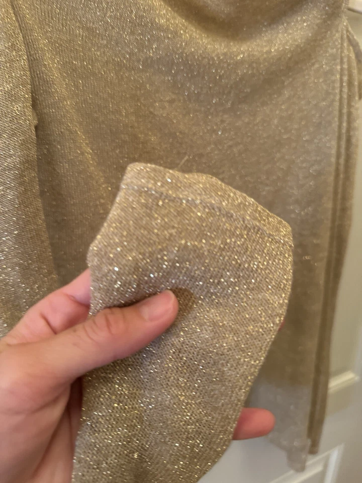 Bailey 44 Negro Sabbath Top Dorado Brillo Hombro Frío S $125 Suéter L/S Lino Foto 4 de 4