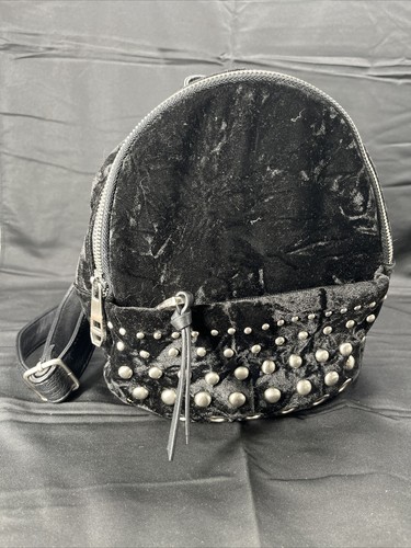 Steve Madden Madden Girl, Crushed Velvet Studded Mini Backpack | Black