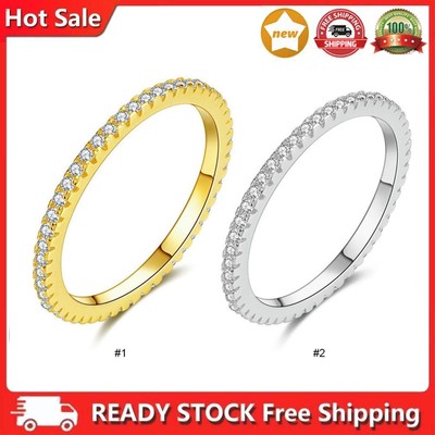Full Zircons Ring Engagement Ring Stackable Wedding Ring Eternity Band for Women