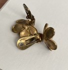 Vintage Earrings Germany Gold Clip On Rhinestone Floral Mid Century Aurora — photo 4
