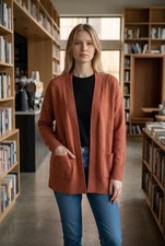 A New Day Cardigan Womens Medium Rust Open Fr...