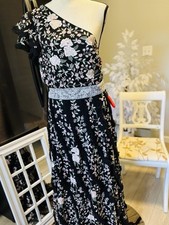 NWT Mac Duggal Dress 70160  Embroidered One Shoulder Gown Multicolor /Size 12
