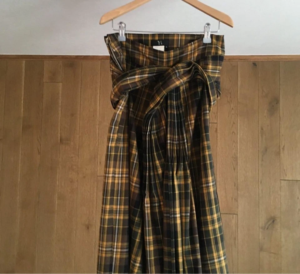 Falda Yohji Yamamoto Cuadros Talla S Mujer Amarillo Marrón Excelente Estado Usada Foto 2 de 4