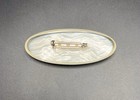 Vintage Large Oval Lucite Pin Brooch Iridescent Glow Center 3” X 1.25” — photo 3