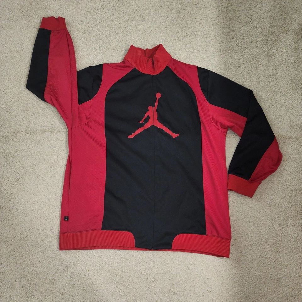 Chaqueta Nike Jordan Para Hombre 2XL Roja Negra Cremallera Completa Pista Jumpman Logo Calentamiento Foto 3 de 4