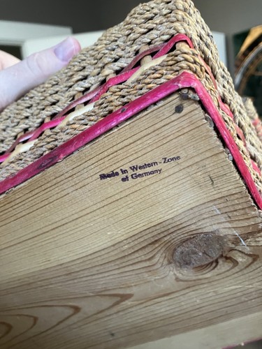 Antik Vintage Nähkorb Rattan geflochten viktorianisch deutsche Herstellung - Bild 3 von 5