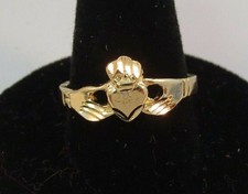 14KT GOLD EP CLADDAGH IRISH CELTIC WEDDING RING , SIZE 7