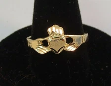14KT GOLD EP CLADDAGH IRISH CELTIC WEDDING  RING WAS $10.45 , SIZE 7