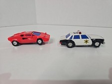 Red Lamborghini Countach  Police Car Slot Cars - HO Scale -Tested Working READ