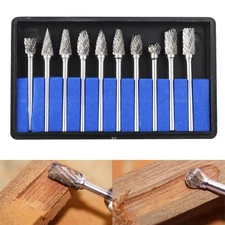 10PCS Carbide Rotary Burrs Dremel Bit Set 6mm Cutter 3mm Shank USA Fast Shipping