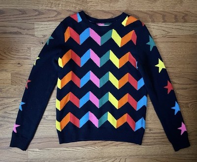 Chinti and Parker Rainbow Women's Chevron Star Cashmere Wool Sweater  X Small