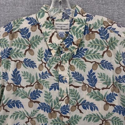 Vtg Y2K Reyn Spooner Sz 2XL Varez Hawaiian Fruit White Blue Green Tree Floral