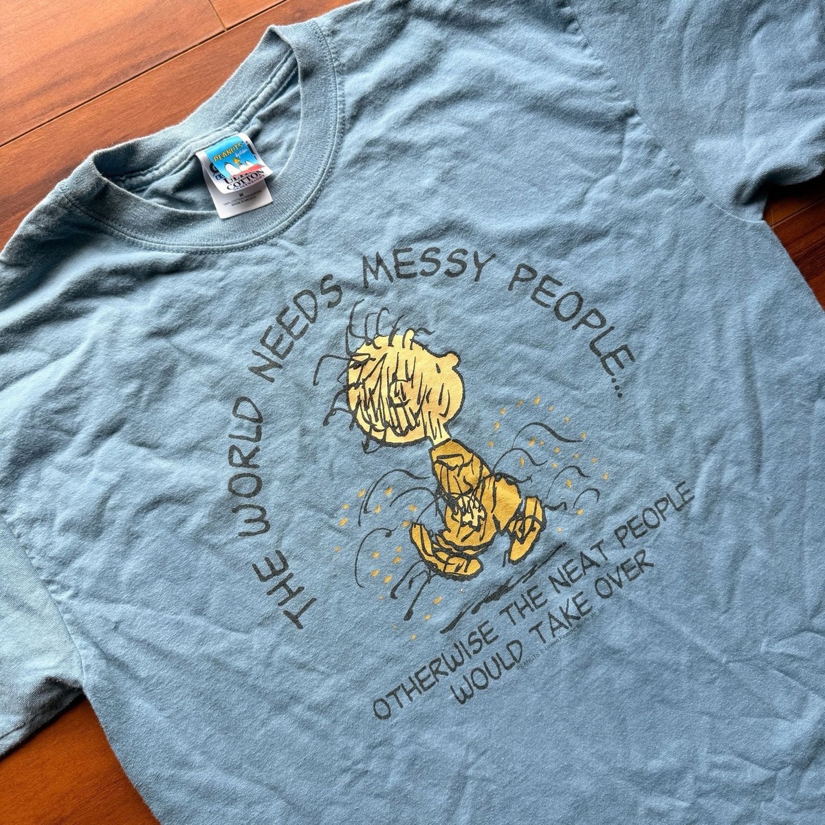 Vintage Peanuts Pigpen Messy People Graphic T-Shirt Blue Medium | eBay